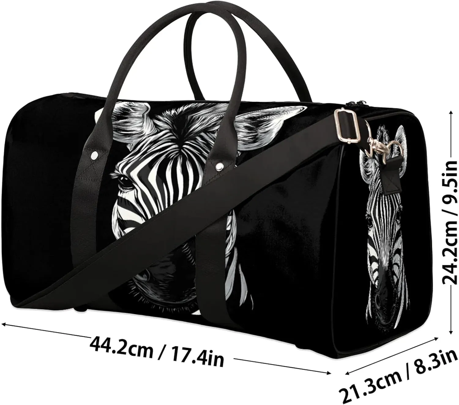 Zebra Duffle Bag for Travel, Overnight Weekend Gym Carry On Luggage Bag, Animal Zebra Travel Duffel Bag for Men Women