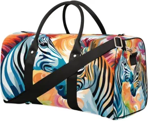 Zebras Travel Duffel bag for Men Women Weekender Overnight Bag Gym Bag Carry On Luggage Bags for Yoga Workout Sports