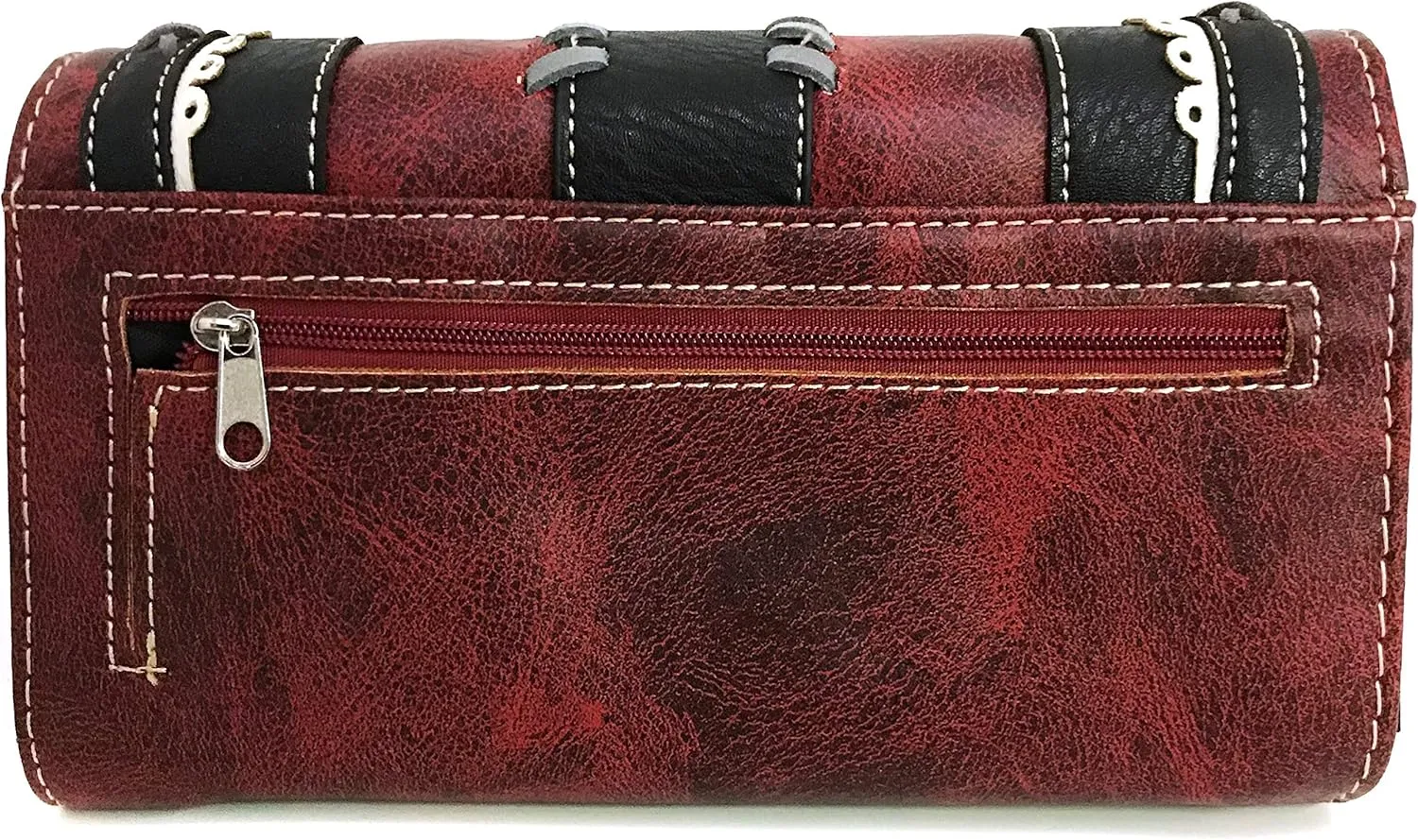 Zelris Western Country Floral Buckle Crossbody Trifold Wallet (Red)