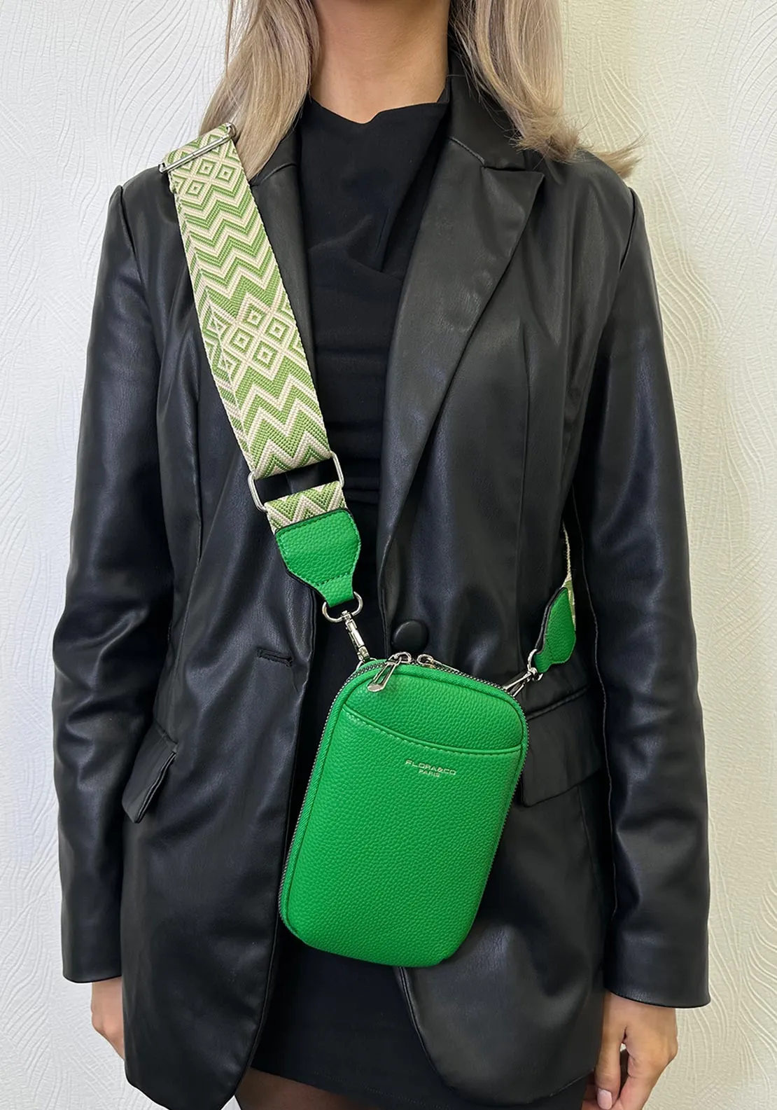 Zen Collection Pebbled Crossbody Phone Pouch, Green