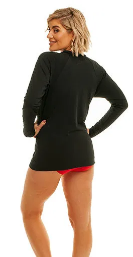 Zip Long Sleeve Rash - Chlorine Resistant SPF50  S - XL White