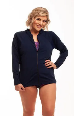 Zip Long Sleeve Rash - Chlorine Resistant SPF50  S - XL White