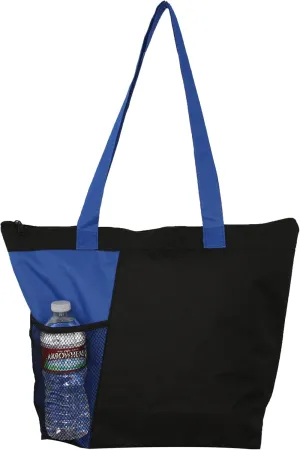 Zipper Shoulder Tote with Mesh Pocket