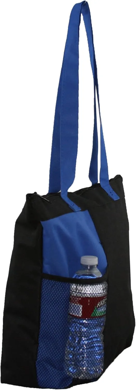 Zipper Shoulder Tote with Mesh Pocket