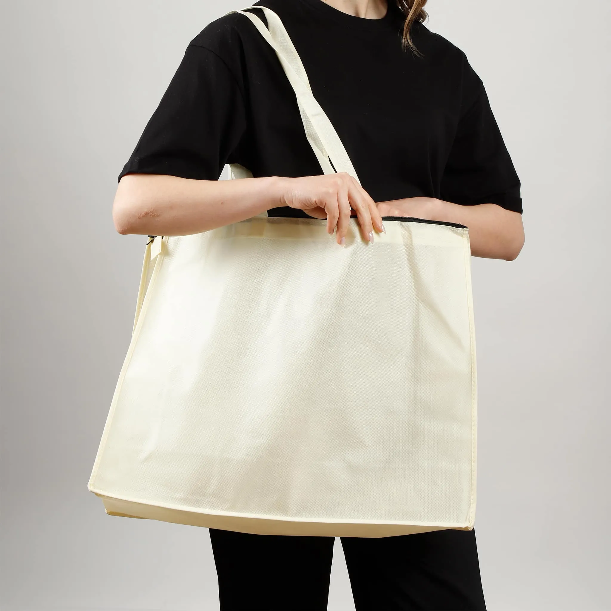 Zippered Large Tote Bags - Reusable Grocery Bags - GN61