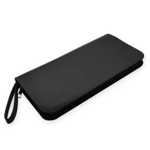 Zippered Leather Pen Portfolio - Holds 36