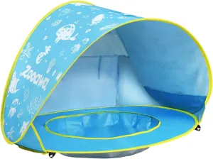Zooawa Pop Up Beach Tent Sun Shade for Beach, Portable UV Protection Sun Shelter for Infant with Beach Sand Toys Set, Blue